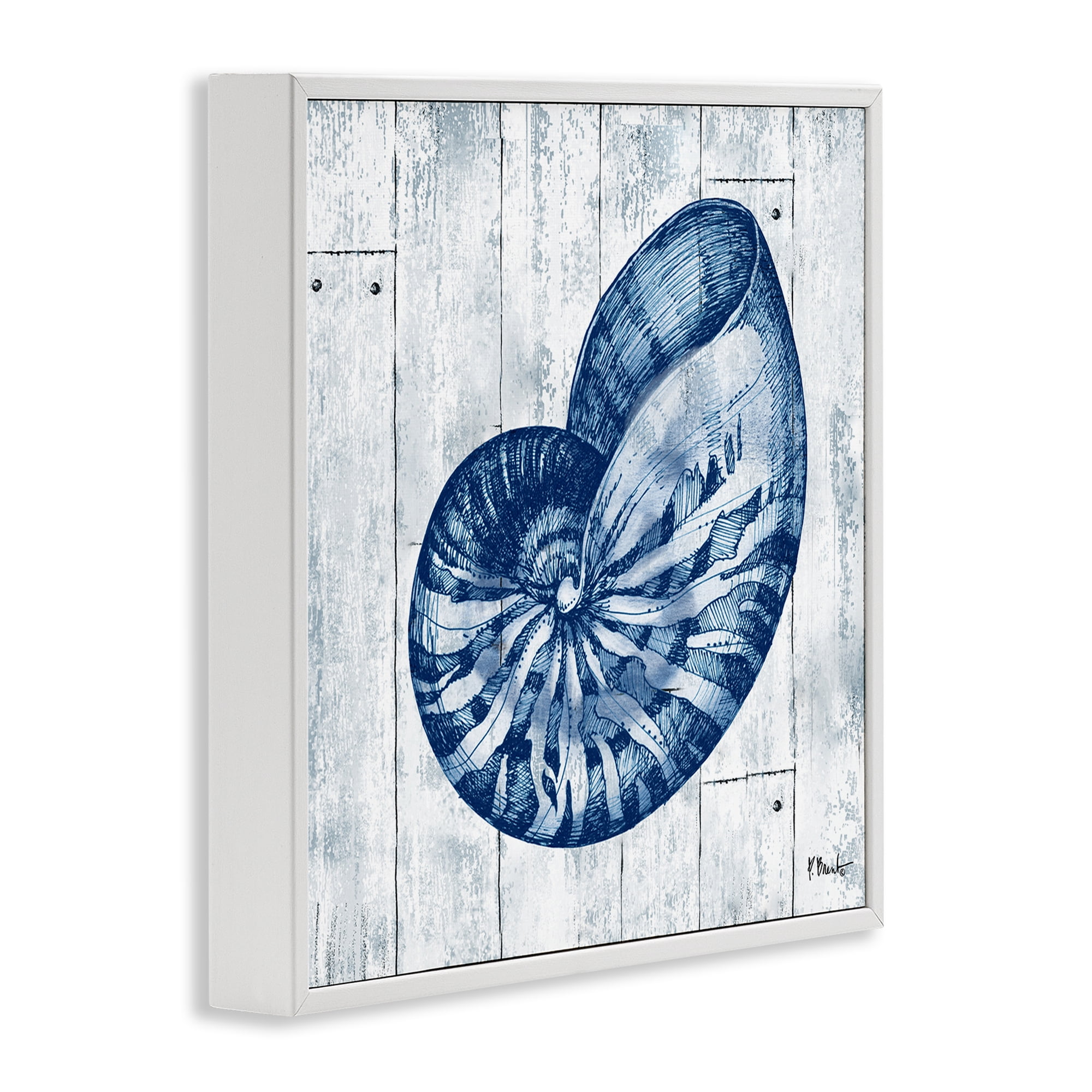 Stupell Industries Coastal Timberland Nautilus White Framed Giclee Art, design by Paul Brent