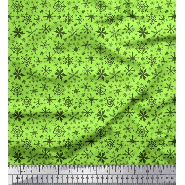 Soimoi Cotton Duck Fabric Snowflake Artistic Print Fabric by Yard 42 Inch Wide