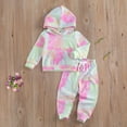 thumbnail image 3 of Bagilaanoe Toddler Baby Girl Long Pants Set Tie Dye Print Long Sleeve Hoodies Pullover Tops + Sweatpants 12M 18M 24M 3T 4T 5T 6T Kids Casual Sweatsuits, 3 of 7