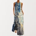 thumbnail image 1 of Robes pour Femmes Été 2023 Mode Femme Col en V Sans Manches Soirée d'Été Fête Imprimé Dames Poche Gilet Longue Robe Robes pour Femmes 2023 Formel en Liquidation, 1 of 6