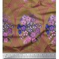 thumbnail image 1 of Soimoi Satin Silk Fabric Geometric & Flower Artistic Print Sewing Fabric Yard 42 Inch Wide, 1 of 3
