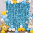 thumbnail image 3 of Xiao Hua Juego de 2 cortinas de borlas azules para decoración de fiestas, con borlas de aluminio, ideales para cumpleaños, bodas, fiestas navideñas y fondos de fotos. 39,37 x 78,74 pulgadas., 3 of 5