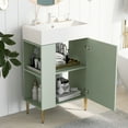 thumbnail image 4 of Harper & Bright Designs 21.6" Bathroom Vanity with Sink Set, Small Bathroom Vanity Cabinet with Ceramic Top and Left Side Storage, Green, 4 of 14
