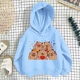 thumbnail image 2 of Tfken Toddler Teen Girls Sweatshirt Size 12-18 Months Casual Hooded Relaxed Capybara Print Hoodies Long Sleeve Trendy Tops Blue, 2 of 4