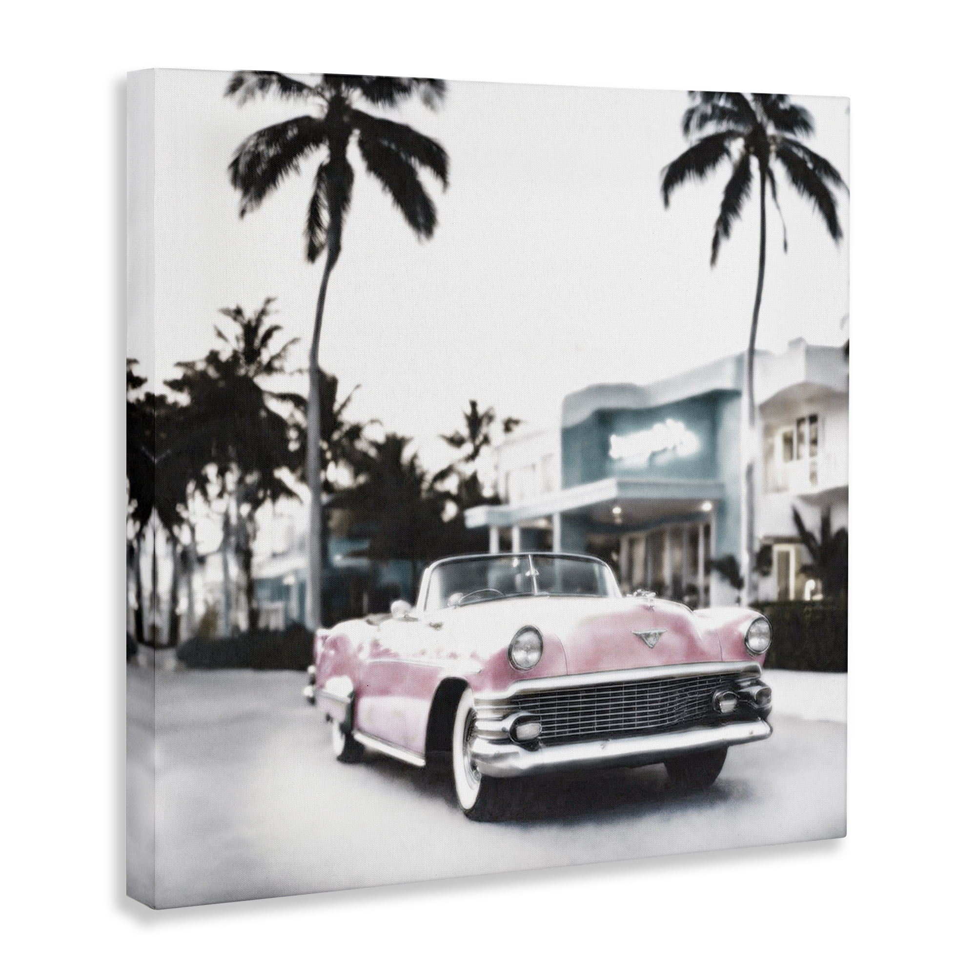 Stupell Industries Tropical Cruise Antique Car Transportation Painting Wrapped Canvas Art Print Wall Art, 17 x 17
