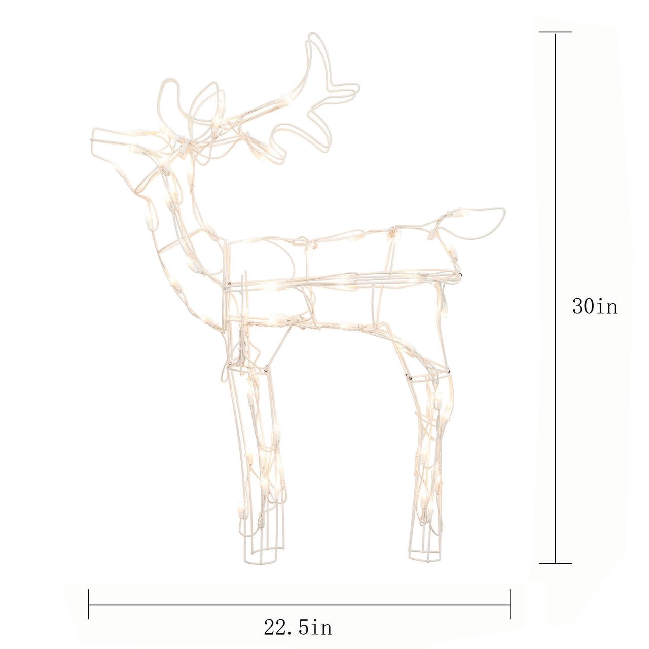 Indoor/Outdoor Light-Up Standing Buck Christmas Decoration with 70 LED Lights, Warm White, 30", by Holiday Time