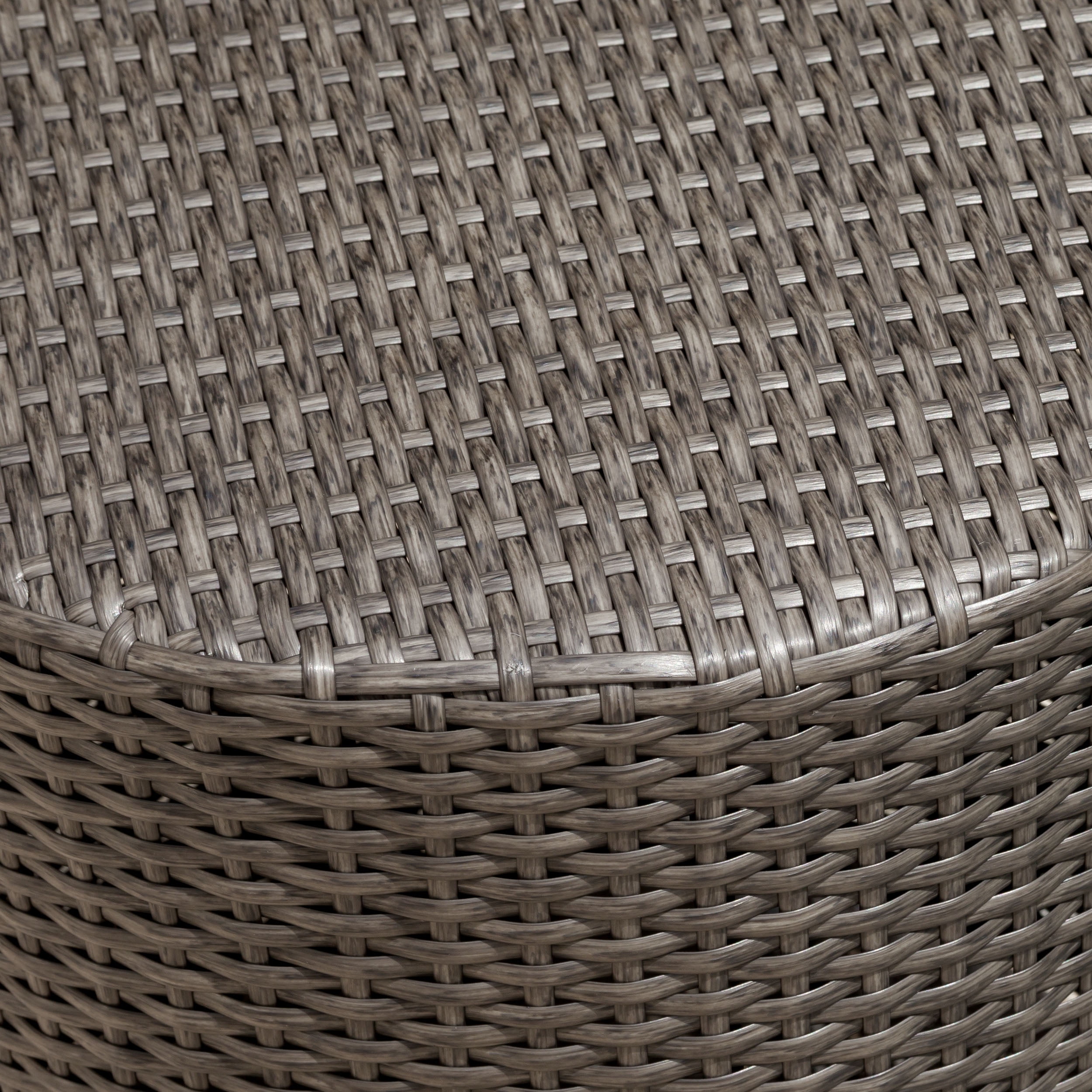 Outdoor Woven Barrel Shape Side Table, Unique Design Accent Table for Patio Garden, Grey