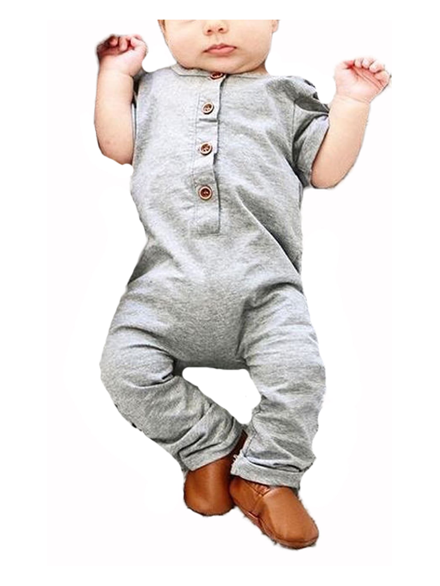 0-24M Newborn Infant Baby Boy Girl Rompers Button Kid Jumpsuit Clothes Bodysuit 