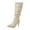 Beige, variant on Xfvqtps Womens Fashion Slouchy Knee High Boots Flat Sole Winter Boots Pointed Toe Faux Leather Casual Dress Boots for Women Beige