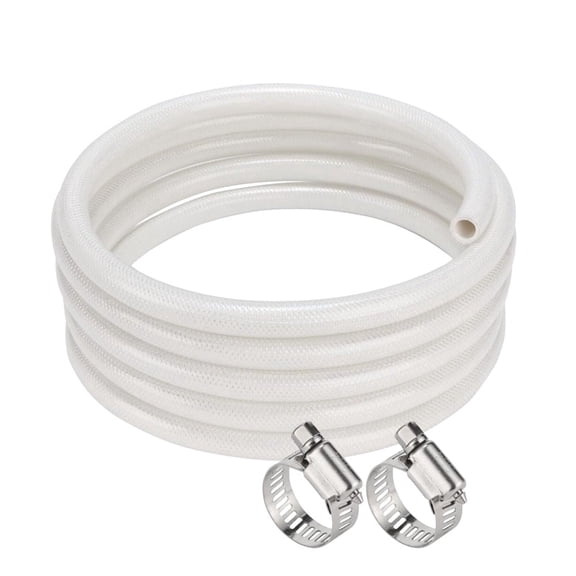 Krydros 10 ft. Clear Flexible PVC Tubing, 1/2" ID x 3/4" OD, with 2 Stainless Steel Hose Clamps