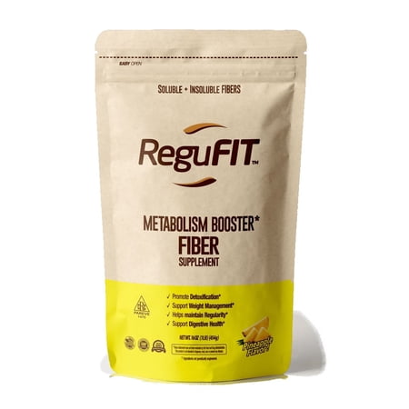 Regufit Daily Fiber Metabolism Booster Supplement for Weight Loss and Digestive Health Support Soluble Prebiotic and Insoluble Fiber Powder, 1 lb. 16 oz, Pineapple Flavor, Kosher