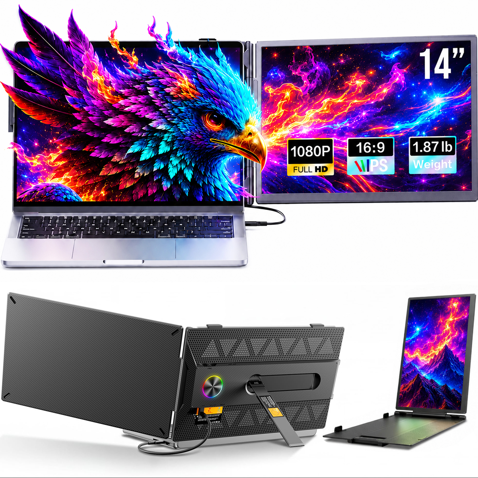 Venrk 14-Inch Portable Laptop Monitor