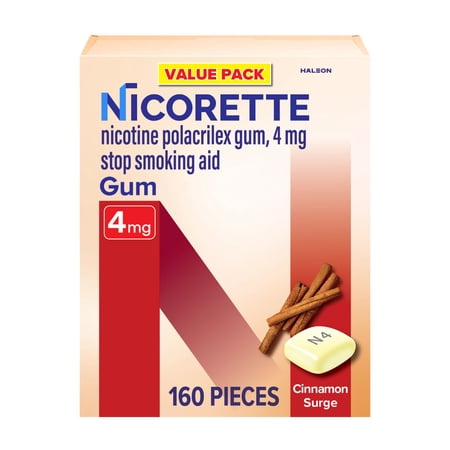 Nicorette Nicotine Gum, Stop Smoking Aids, 4 Mg, Cinnamon Surge, 160 Count