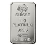Lot of 5 - 1 Gram PAMP Suisse Lady Fortuna Platinum Bar .9995 Fine (in Assay)