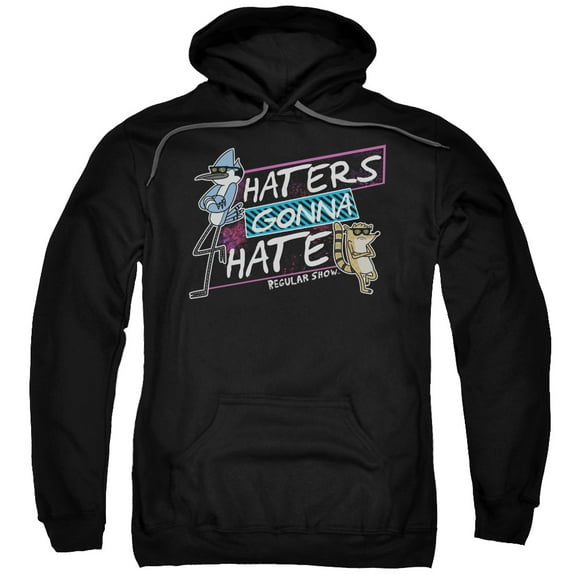 Regular Show Haters Gonna Hate Adult Pullover Hoodie Sweatshirt Black 4X