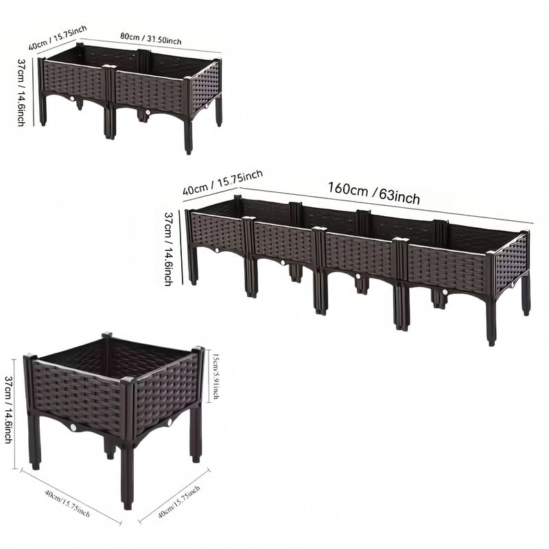 4Pcs Rattan Outdoor Planting Box, Raised Garden Bed, Garden Plant Boxes for Vegetables, Flowers