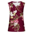 thumbnail image 4 of Summer Saving Usmisi Tank Tops Floral Print Crewneck Sleeveless T Shirts for Women Plus Size Casual Summer Racerback Vest Blouse Wine S Up to 65% off, 4 of 5