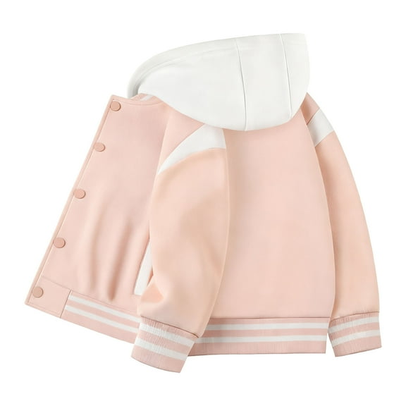 Karoyedx Toddler Jacket Boy's Graphic Varsity Jackets Button Down Baseball Jacket Outerwear Streetwear Pink Size,7-8 Years