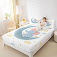 thumbnail image 4 of Homewish Kawaii Blue Elephant Queen Sheet Sets for Teens, Dreamy Fairy Tale Animal Flat Sheet, Moon Stars Galaxy Queen Fitted Sheet, Super Cozy Room Decor, 4 Pieces, 4 of 7