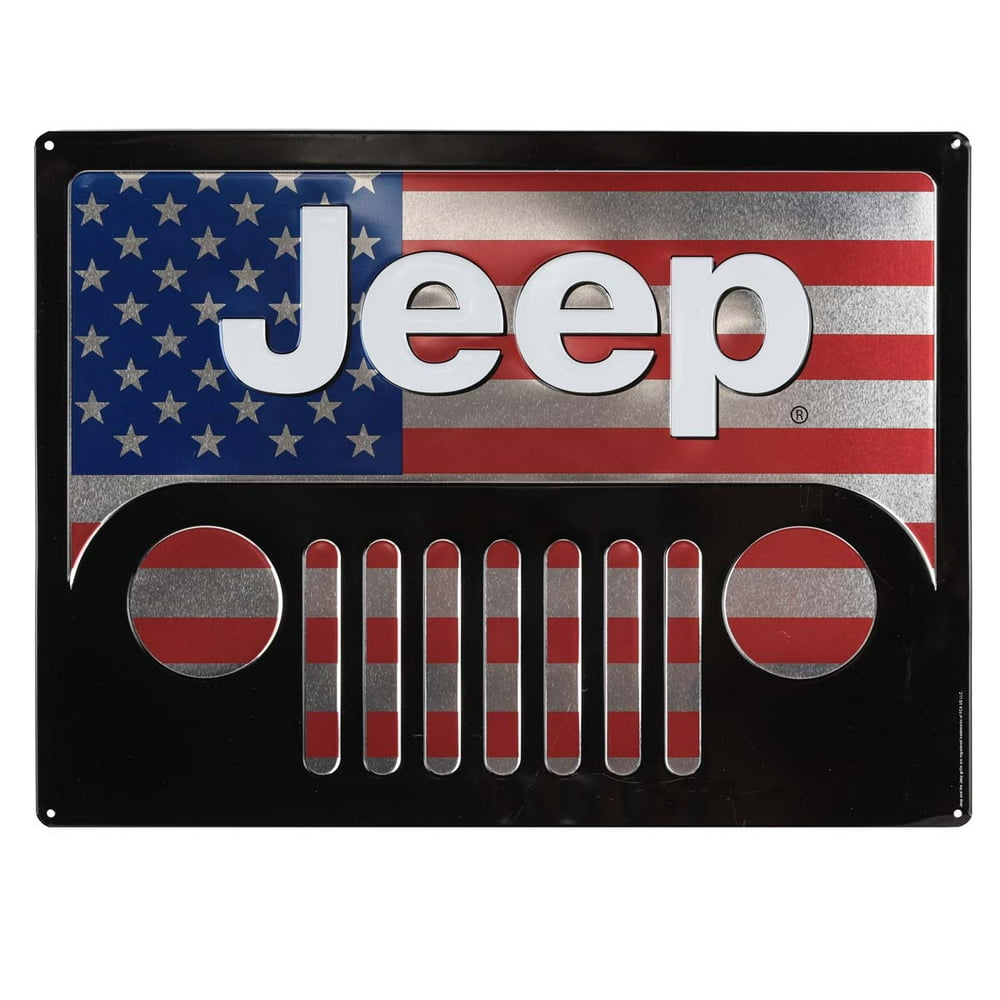 Jeep Grill America Embossed Metal Sign