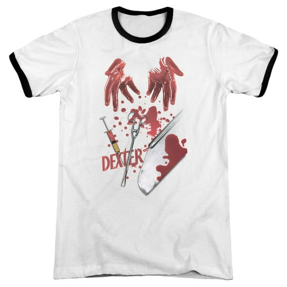 Dexter Tools Of The Trade Adult Ringer T-Shirt White Black