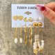 thumbnail image 3 of Pendientes de aro de oro para damas, pendientes de mujer, conjunto de pendientes de aro de oro vintage, 3 of 5