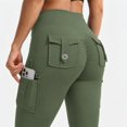 thumbnail image 2 of Carlikeit Women's Flare Leggings High Waisted Yoga Workout Pants with Cargo Pockets No Front Seam High Stretch Quick Dry Bootcut Leggings, 2 of 7
