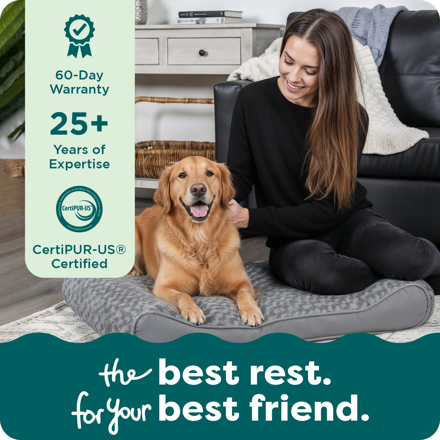 Furhaven Pet Products Luxe Lounger Large Orthopedic Contour Dog  Bed, Gray, 38 lb limit
