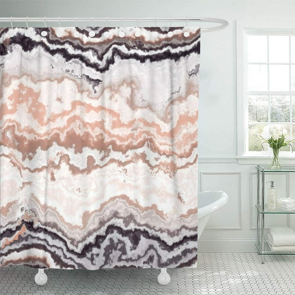 YUSDECOR Brown Agate Gem Stone Pattern Aluminosilicate Apricot Calcite Chalcedony Cloud Bathroom Decor Bath Shower Curtain 60x72 inch