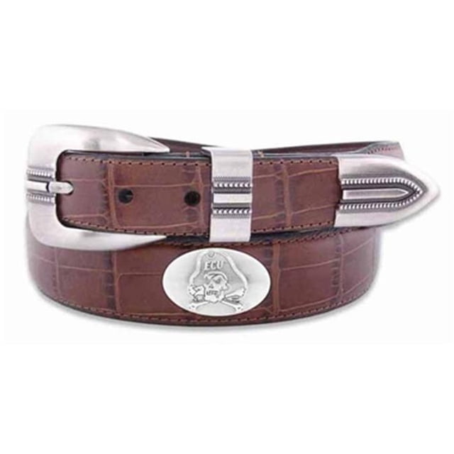 ECU Concho Croc Tan Leather Belt, 34 Waist