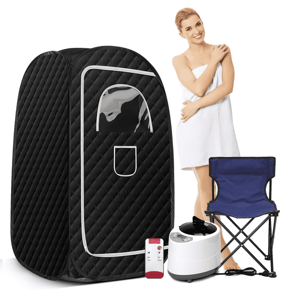 Portable Sauna For Home, At Home Sauna Full Body, Portable Steam Saunas Box Fold-able With 2.6L 1000 Watt Steamer, Folding Chair, Remote Control