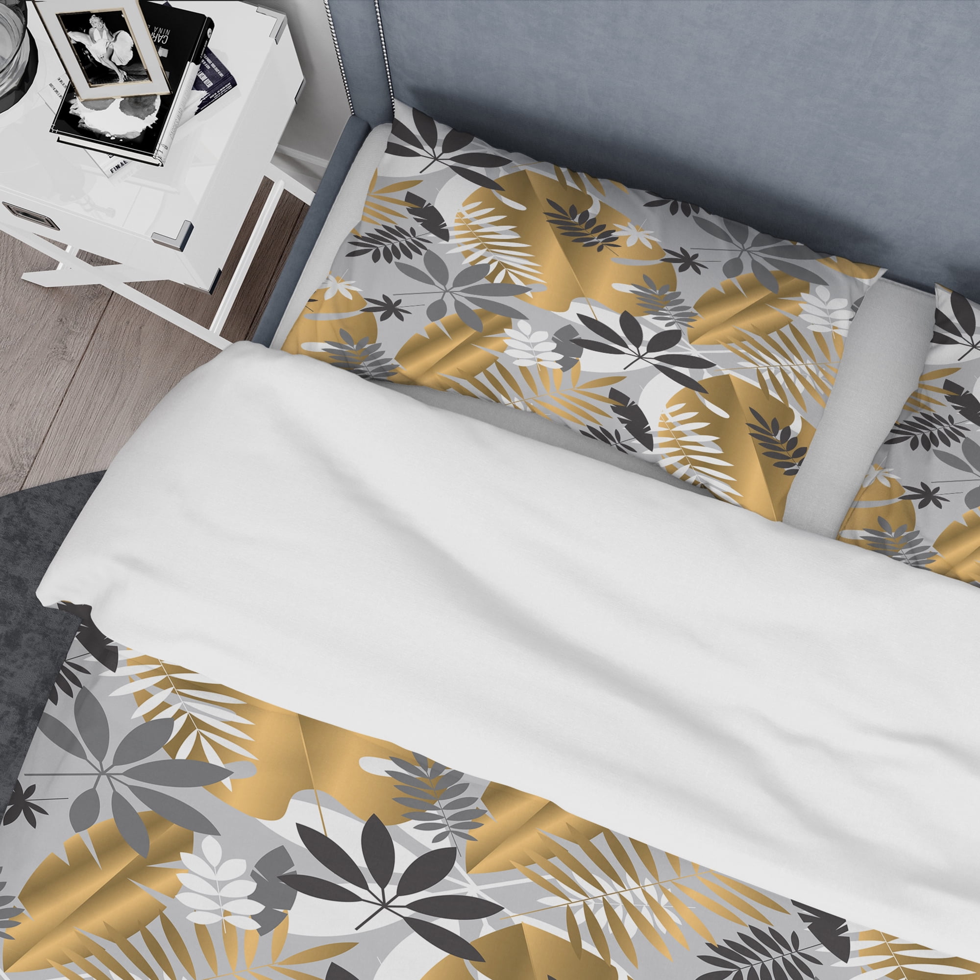 Designart 'Geometric luxury jungle foliage pattern' Mid-Century Modern Duvet Cover Set
