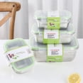 thumbnail image 3 of BRIGHTFUFU 2pcs Caja de almuerzo de acero inoxidable Contenedor Bento Caja de comida de sellado portátil para alimentos (Verde 550ML + 350ML), 3 of 7