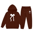 thumbnail image 2 of Angala 2 Piece Outfits For Girls Hooded Long Sleeve Bowknot Print Sweatshirt With Jogger Pants Set Girls Autumn Daily Wear Clothes, 2 of 3