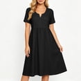 thumbnail image 2 of Kezqiaxn Womens Dress Short Sleeve V-Neck Flowy Dresses Sundresses for Women Summer Beach Vacation Fashion Clothing, 2 of 8