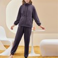 thumbnail image 2 of Elainilye Fashion Womens Pajama Set Flannel Pajama Fall And Winter Fleece Thickened Loungewear Home Wear Long Sleeve Trousers Pajamas,Gray, 2 of 5