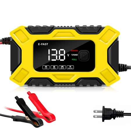 E-FAST Car Battery Chargers /6A Full Automatic Battery Chargers Maintainer 3-Stage Portable Trickle Chargers Battery Desulfator for Car Motorcycle Batteries