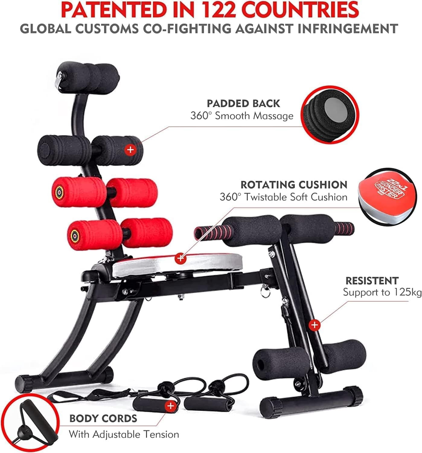 22 in 1 Wonder Master Core & Abdominal Workout Equipment, Foldable & Adjustable Rowing Machine, Core Strength Training& Abdominal Exercise Trainers with 22 Ways to Exercise for Home Gym
