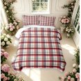 thumbnail image 2 of Manfei Vintage Grid Twin Quilt Set,Modern Check Twin Coverlet Set,Red White Blue,2pcs,1 Bedspread and 1 Pillowcase, 2 of 7