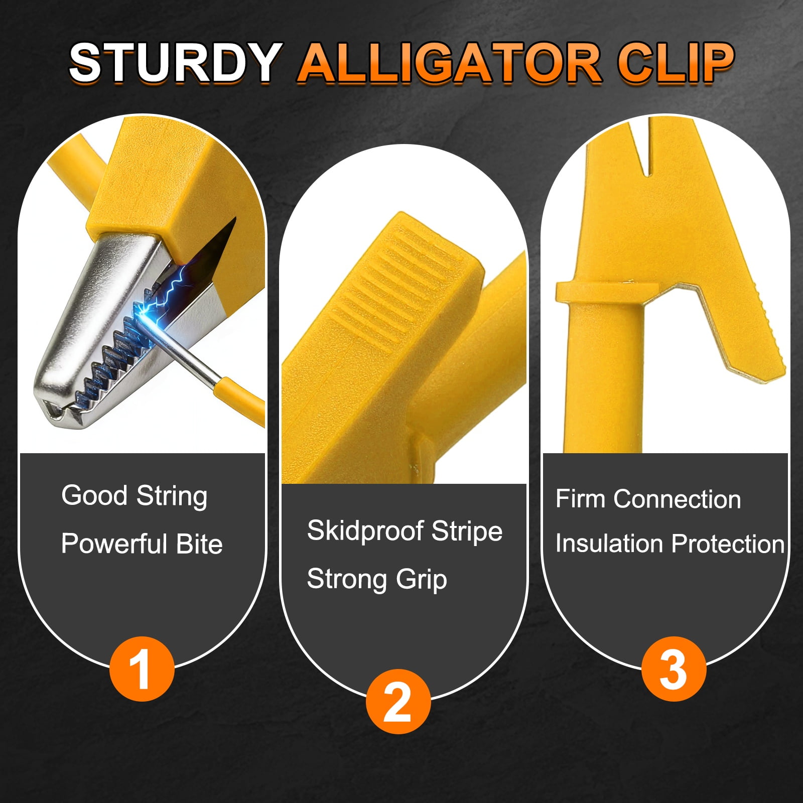 Uxcell 4pcs 9.81ft Alligator Clip Test Leads, 15A Dual Alligator Clips with Wires for Multimeter Jumper Wire Industry Car Battery, Yellow