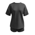 thumbnail image 3 of Short Sets for Women Loose Fit Short Sleeve Crewneck T Shirt and Shorts 2 Piece Matching Set Summer Loungewear, 3 of 3