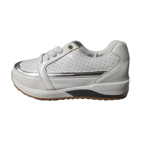 

Womens sneakers Thick Sole Casual Sports Shoes Color Matching Low Top Walking Tie Up Shoe Single Running Sneaker White 42