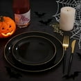 thumbnail image 2 of 60PCS Black Plastic Plates - Black Disposable Plates with Gold Rim for Halloween Party/Graduation - Include 30Pcs 10.25inch for Dinner and 30Pcs 7.5inch for Dessert, 2 of 8