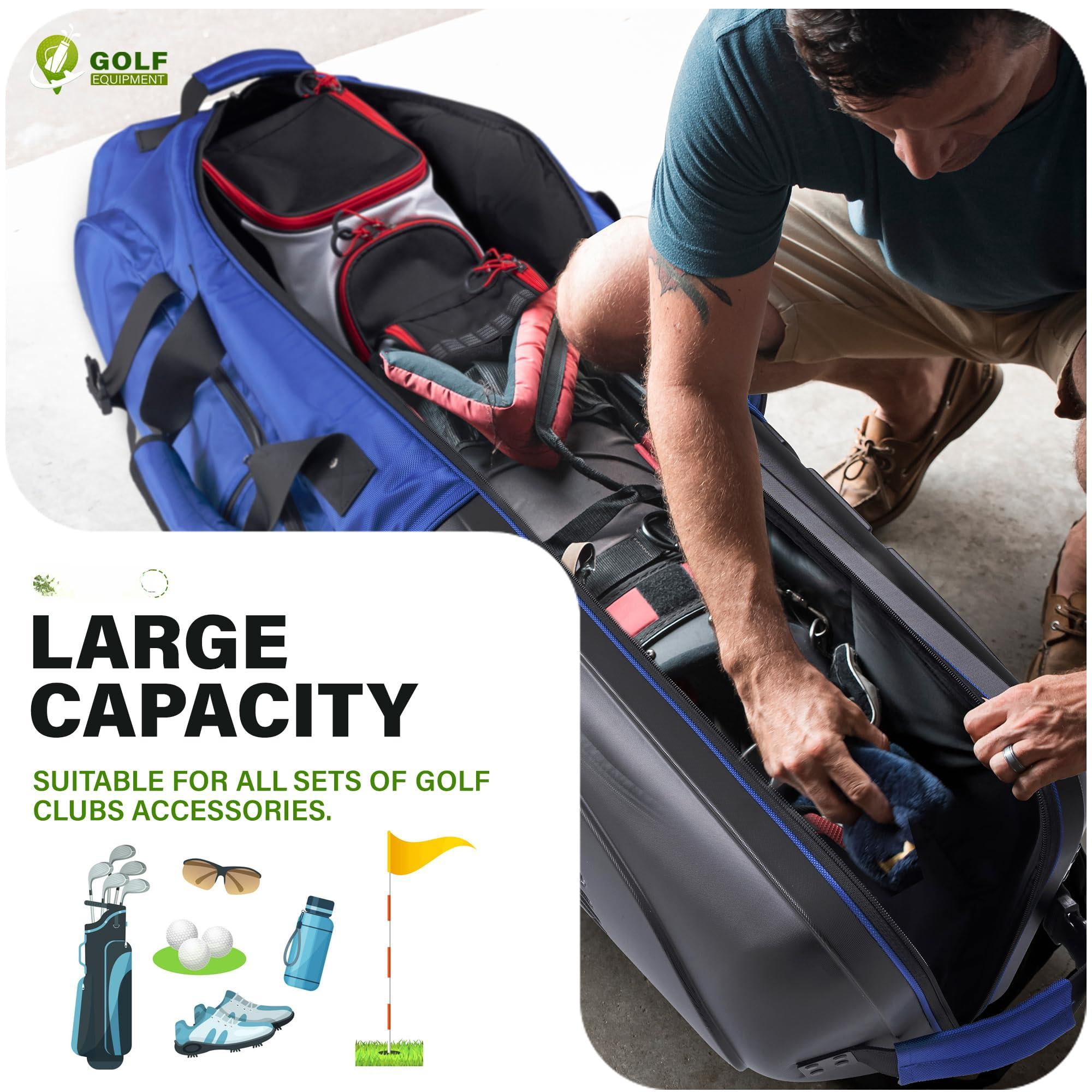 Golf Travel Bag With Hard Case Top  1680d Heavy Duty Oxford Club Bags For Airlines Wheels Easy To Maneuver