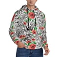 thumbnail image 2 of Uemuo Roses Mixed Zebra 1 Pattern Men's Hoodie - Casual Pullover Hoodie with Kangaroo Pocket, Stylish Hooded Sweatshirt for Everyday Wear-Medium, 2 of 7