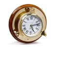 thumbnail image 2 of Nagina International Large Nautical Authentic Brass Porthole Clock On Wooden Rosewood Mount | Excellent Quality Nautical Decor for Real Navals (13 Inches), 2 of 6