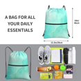 thumbnail image 2 of Easygdp Cyan Mint Marble Drawstring Backpack Gym Bag,Sport Gym Sackpack,Gym Sack with Side Pocket for Men Women, 2 of 6