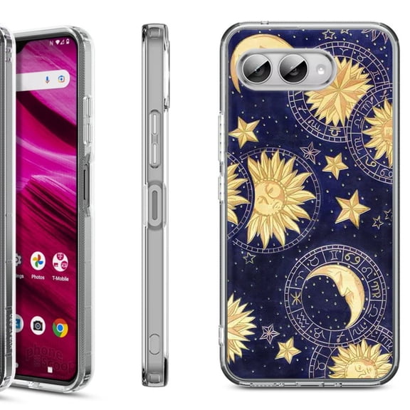 Shockproof Phone Case for T-Mobile Revvl 8, by OneToughShield - Moon Sun Star