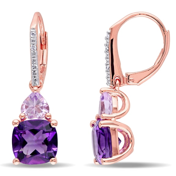 Everly Women's 4 1/3ct TGW Multi-Gem & Diamond Accent Rose Plated Sterling Silver Drop Earrings