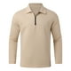 thumbnail image 2 of Gibobby Playera polo hombre Camisa de manga larga con solapa y cremallera de color sólido informal para hombre(Caqui,G), 2 of 5
